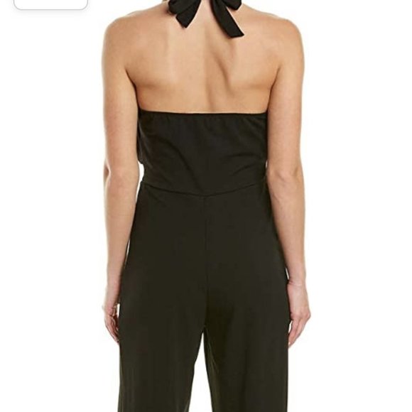 Brand New Bebe Women's Ruffle Halter Tie Neck Jumpsuit Pants Black Size 6 - Picture 2 of 7